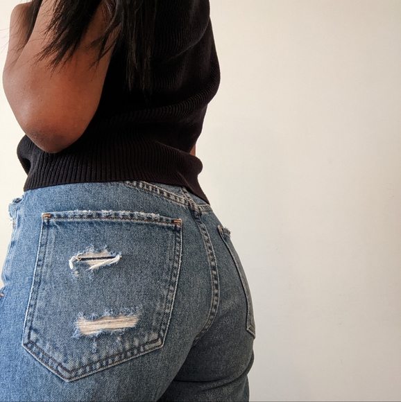 AGOLDE High Waisted Blue Ripped Jeans - Picture 3 of 13